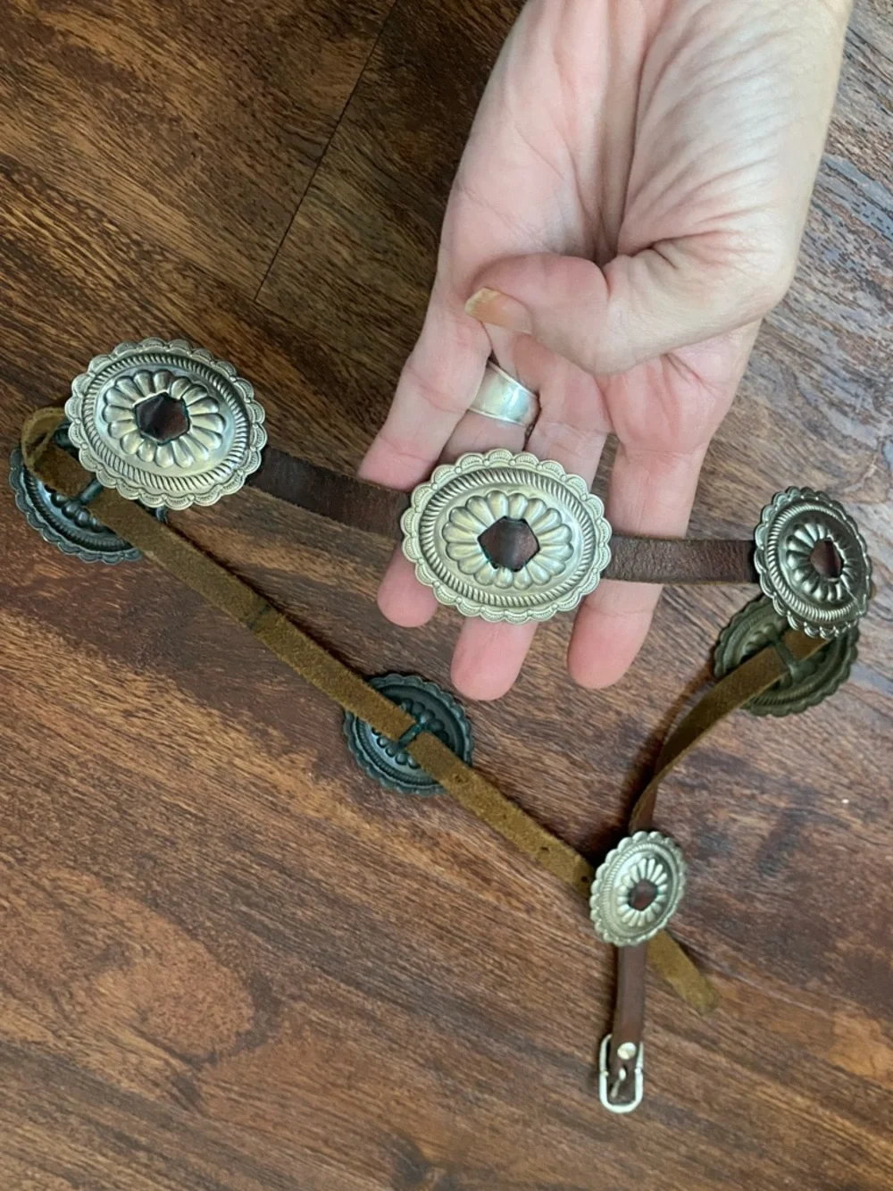 Vintage silver and leather Concho belt!! - Picture 5 of 8